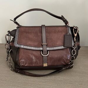 COACH Pinnacle Eva Lake Brown Leather Satchel Shoulder Bag